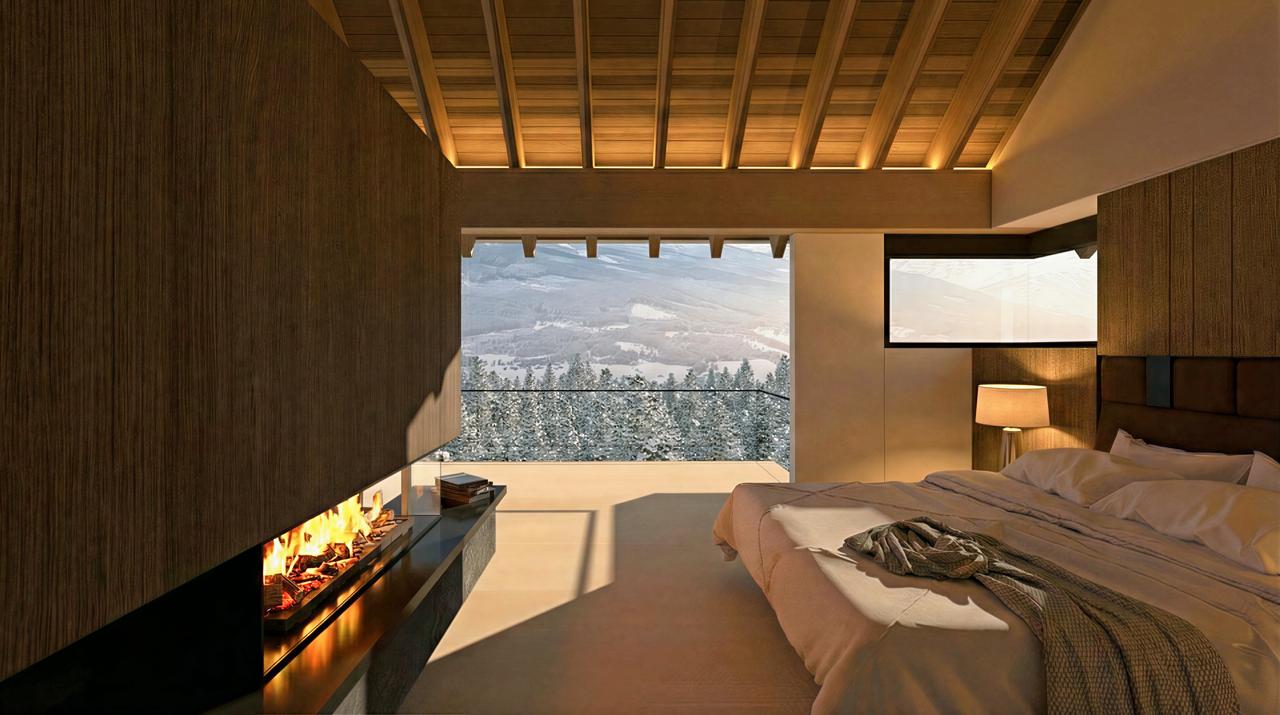 Master bedroom with mountain view